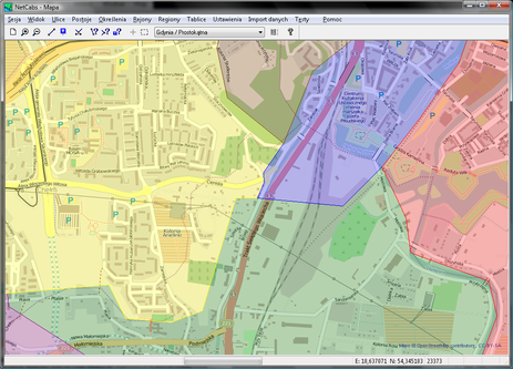 Program 'Mapa' - graficzny podział miasta (mapy) na rejony